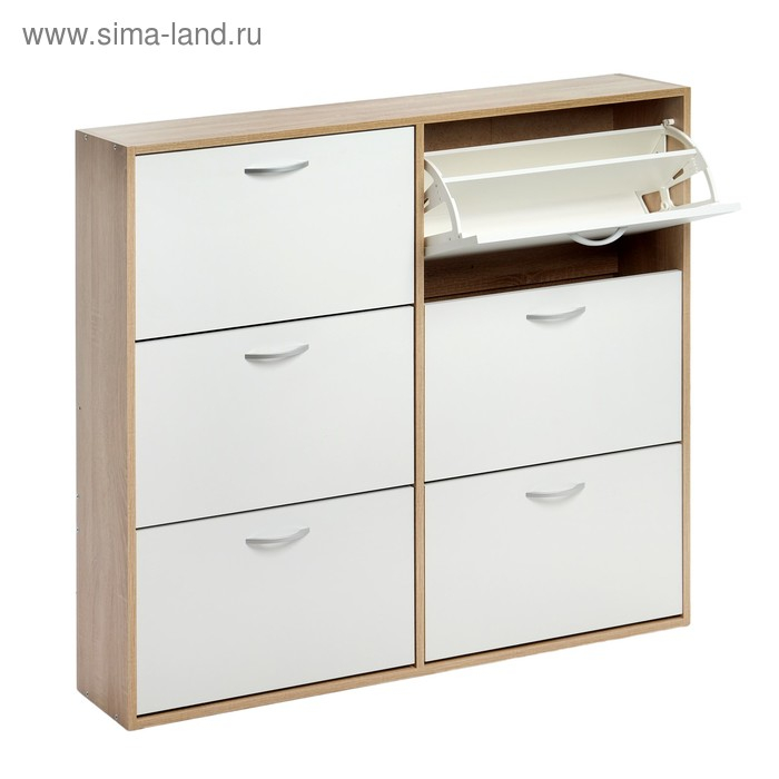 Обувница Приветливая-4, 1186х223х1096, Дуб сонома/Белый