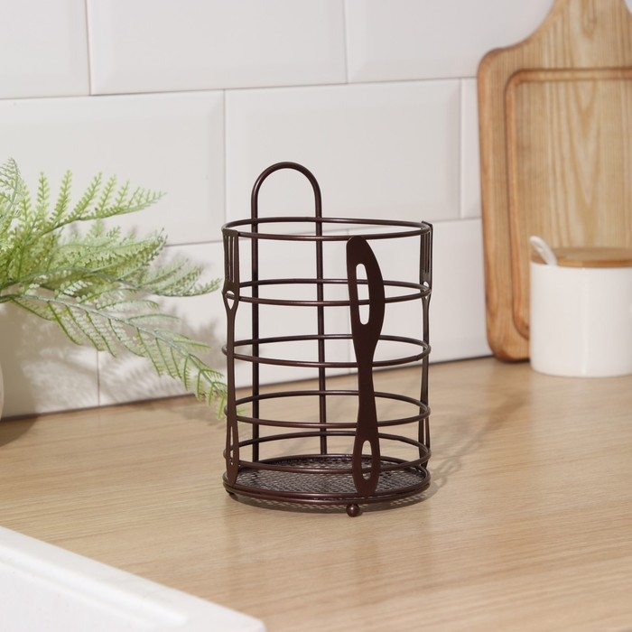 Сушилка для столовых приборов Доляна, 17,5×11×11 см, цвет коричневый Сушилка для столовых приборов Доляна, 17,5×11×11 см, цвет коричневый
