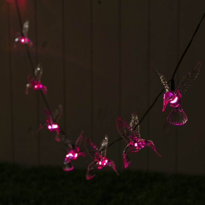 Гирлянда &laquo;ЭРА&raquo; &laquo;Нить&raquo; 3.8 м с насадками &laquo;Колибри&raquo;, IP44, тёмная нить, 10 LED, свечение мульти, 1 режим, солнечная батарея