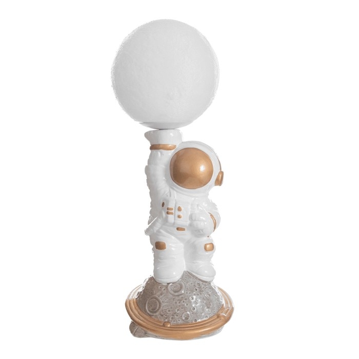 Лампа настольная Лампа настольная "Космонавт с луной" 1х40Вт Е14 белый/золото 12,5х12,5х33см