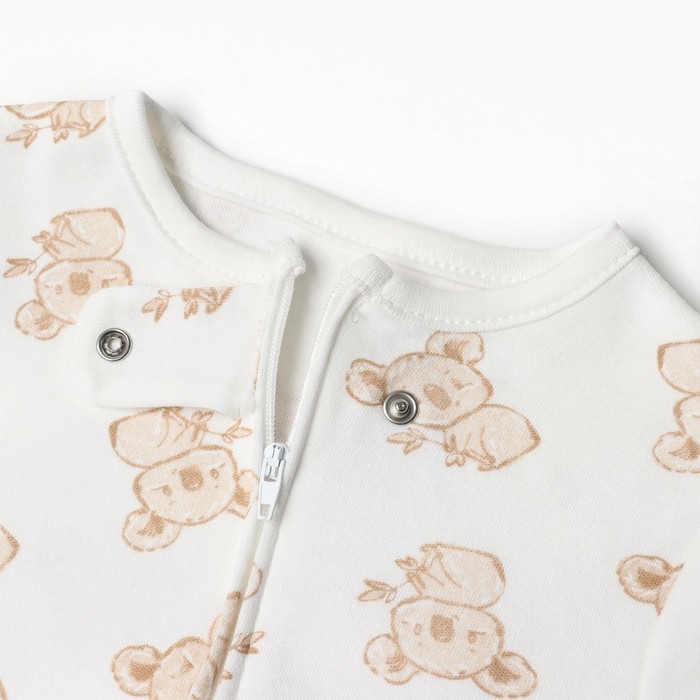 Комбинезон детский (3 шт.), цвет бежевый/зелёный/белый, рост 74 см