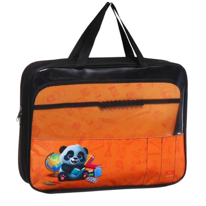 Папка для труда А4, 335 х 260 х 60 мм, с ручками текстиль, ПВХ, Calligrata Папка для труда А4, 335 х 260 х 60 мм, с ручками текстиль, ПВХ, Calligrata "Панда"