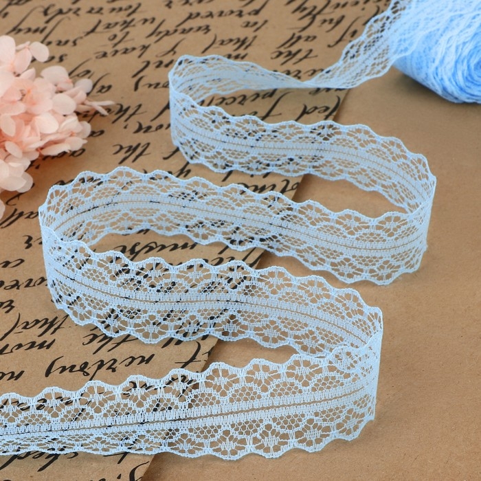 Кружево капроновое, 30 мм &times; 10 &plusmn; 1 м, цвет голубой