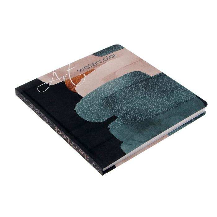 Скетчбук для акварели 190 x 190 мм, 32 листа Fine Line, твёрдая обложка, ламинация Soft-Touch, выборочный УФ-лак, блок акварельная бумага 200 г/м2