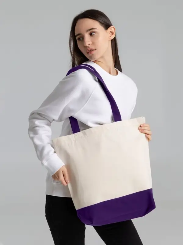 Холщовая сумка Shopaholic, фиолетовая Холщовая сумка Shopaholic, фиолетовая