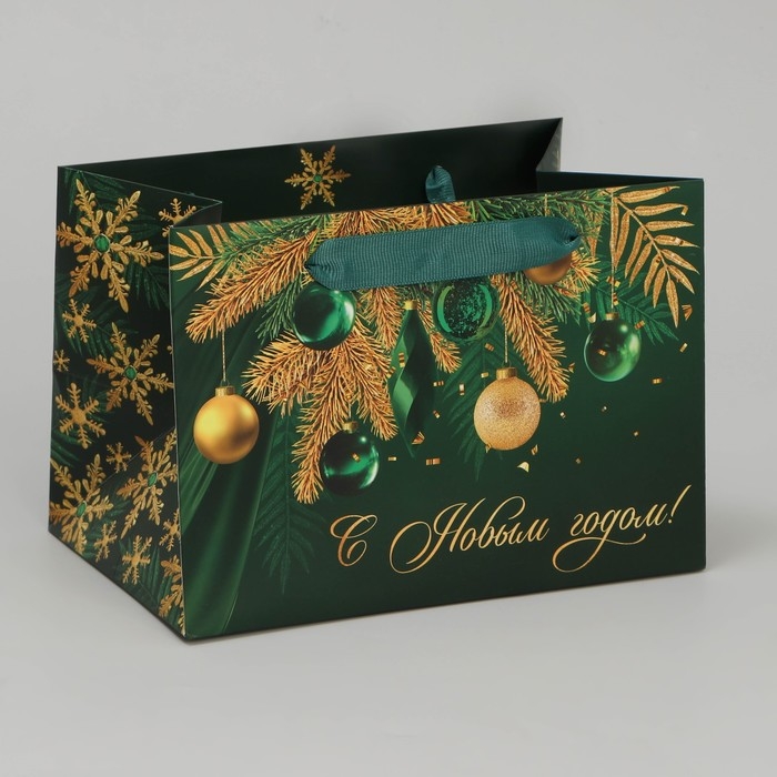 Пакет подарочный новогодний с широким дном &laquo;Роскошный Новый год&raquo;, 20 х 14 х 13.2 см, Новый год