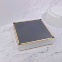 Органайзер для хранения &laquo;RIPPLES&raquo;, стеклянный, с зеркальным дном, 1 секция, 24 &times; 24 &times; 6 см, цвет прозрачный/медный