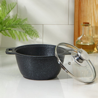 Кастрюля, 1 л, d=18 см, h=13.5 см, стеклянная крышка, антипригарное покрытие, цвет тёмный мрамор Кастрюля, 1 л, d=18 см, h=13.5 см, стеклянная крышка, антипригарное покрытие, цвет тёмный мрамор