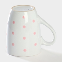 Кружка керамическая Доляна &laquo;Горох&raquo;, 340 мл, цвет розовый