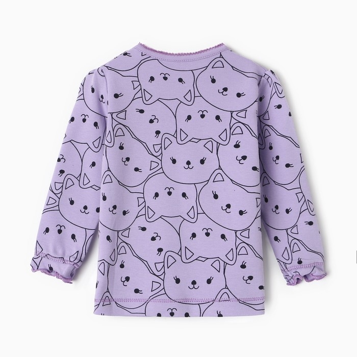 Лонгслив детский, цвет лиловый/котята, рост 68 см
