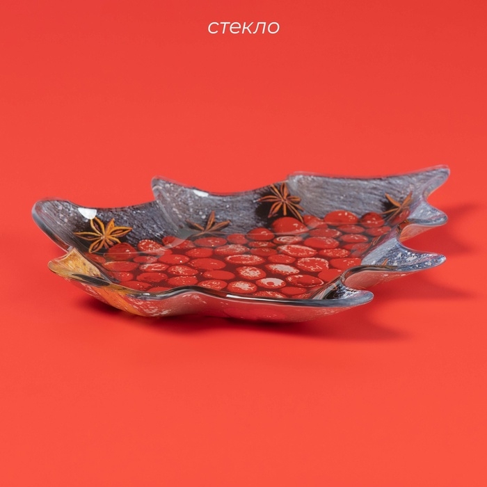 Блюдо сервировочное стеклянное Доляна «Ёлочка. Новый год», 16,9×20,3 см Блюдо сервировочное стеклянное Доляна «Ёлочка. Новый год», 16,9×20,3 см