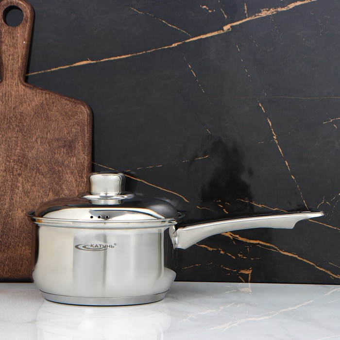 Ковш «Гретта», 1,8 л, d=16 см, металлическая крышка, с теплораспределительным слоем, металлическая ручка, индукция Ковш «Гретта», 1,8 л, d=16 см, металлическая крышка, с теплораспределительным слоем, металлическая ручка, индукция