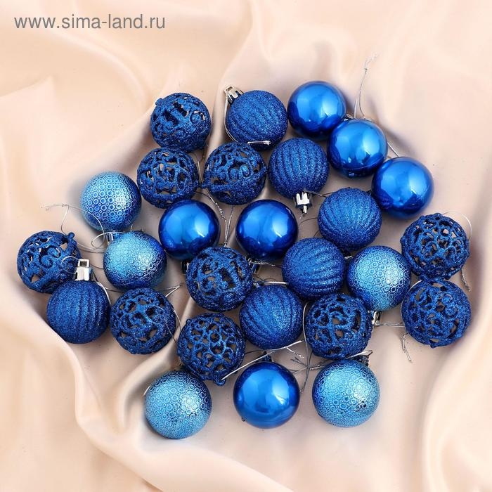 Набор шаров пластик d-4 см, 35 шт Набор шаров пластик d-4 см, 35 шт "Феерия" синий