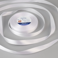 Лента атласная, 12 мм &times; 33 &plusmn; 2 м, цвет белый №001