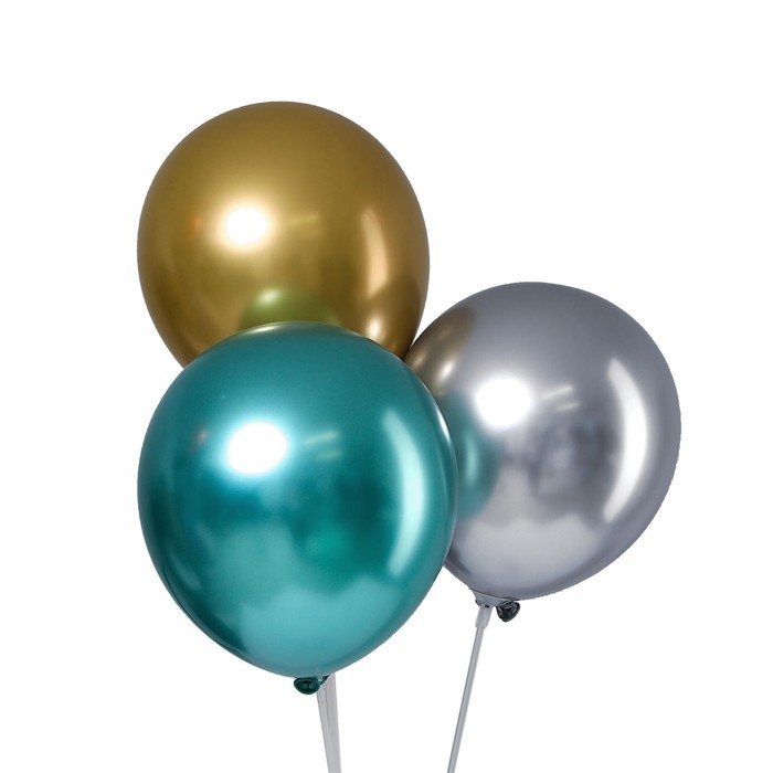 Шар латексный 12" &laquo;Хром&raquo;, металл, набор 5 шт., цвета МИКС