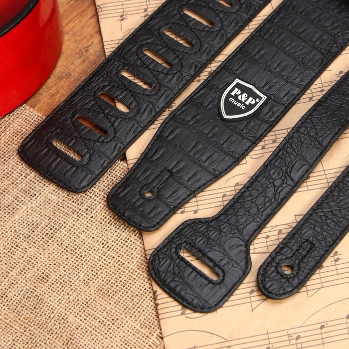 Ремень гитарный Music Life, кожаный, длина 150 см, аллигатор Ремень гитарный Music Life, кожаный, длина 150 см, аллигатор