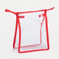 Косметичка на молнии, цвет красный/прозрачный Косметичка на молнии, цвет красный/прозрачный