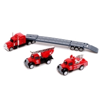 Грузовик металлический &laquo;Пожарная служба&raquo;, инерционный, с 2 машинками