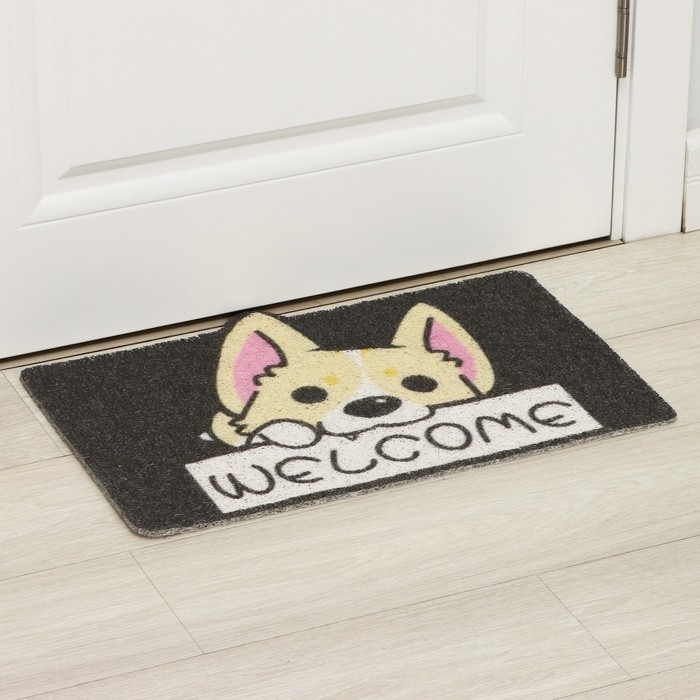 Коврик придверный грязезащитный Доляна &laquo;Корги&raquo;, 40&times;60 см, цвет МИКС