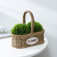 Кашпо для цветов плетёное с ручкой Доляна &laquo;Цветы&raquo;, 24&times;12&times;23 см, цвет коричневый