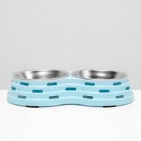 Миска металлическая двойная на пластиковом основании 2 х 160 мл, 25 х 14 х 5 см, голубая Миска металлическая двойная на пластиковом основании 2 х 160 мл, 25 х 14 х 5 см, голубая