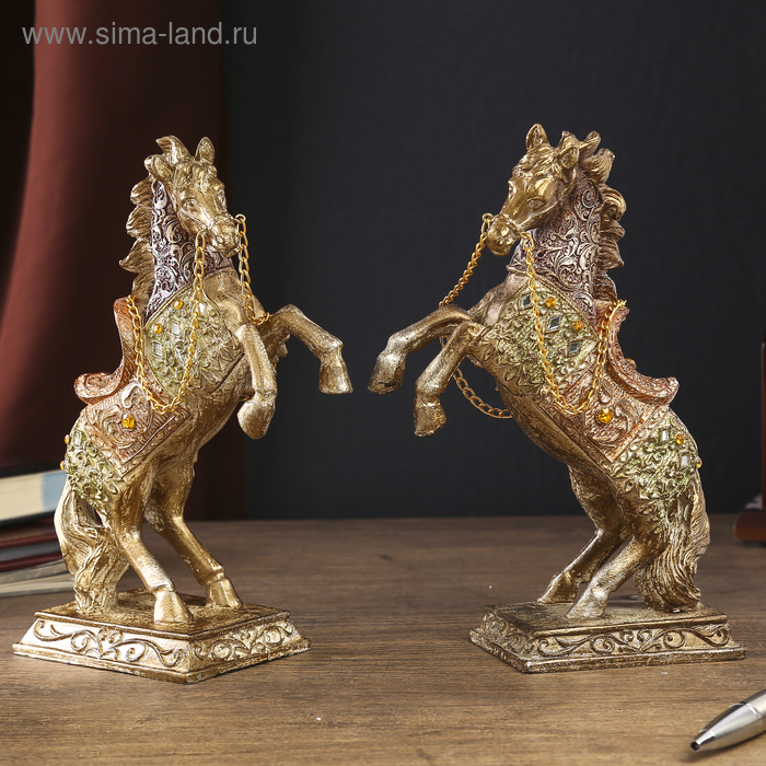 Сувенир полистоун Сувенир полистоун "Конь императора на дыбах" стразы МИКС 19,5х13,5х7 см