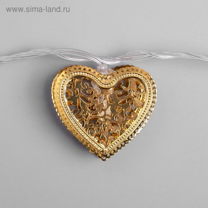 Гирлянда «Нить» 4 м с насадками «Сердечко», IP20, прозрачная нить, 20 LED, свечение тёплое белое, 8 режимов, 220 В Гирлянда «Нить» 4 м с насадками «Сердечко», IP20, прозрачная нить, 20 LED, свечение тёплое белое, 8 режимов, 220 В