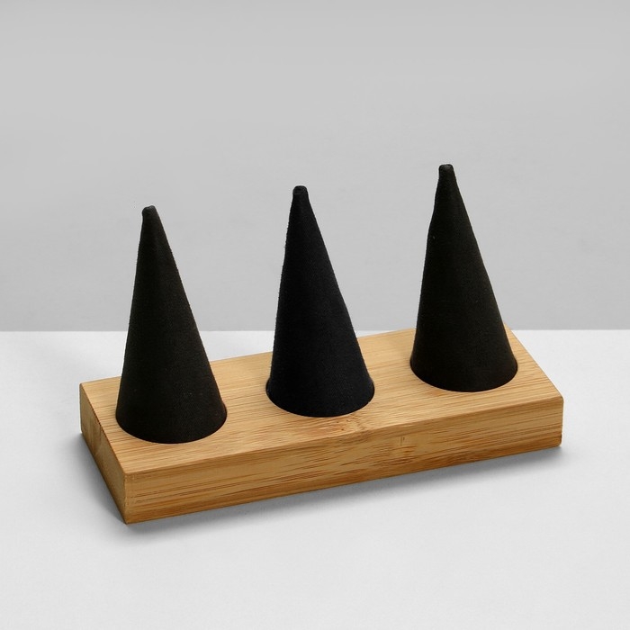 Подставка для колец 13&times;5&times;8, дерево, конусы, цвет чёрный