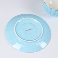 Сервиз фарфоровый чайный Доляна &laquo;Вивьен&raquo;, 12 предметов: 6 чашек 200 мл, 6 блюдец d=15 см, цвет голубой