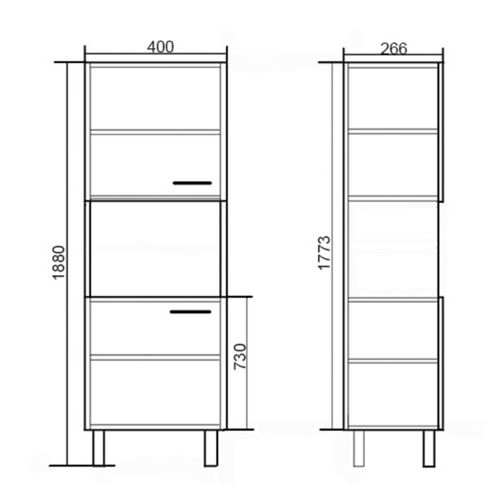 Пенал для ванной комнаты Пенал для ванной комнаты "Стандарт 400", 40 х 26,6 х 188 см