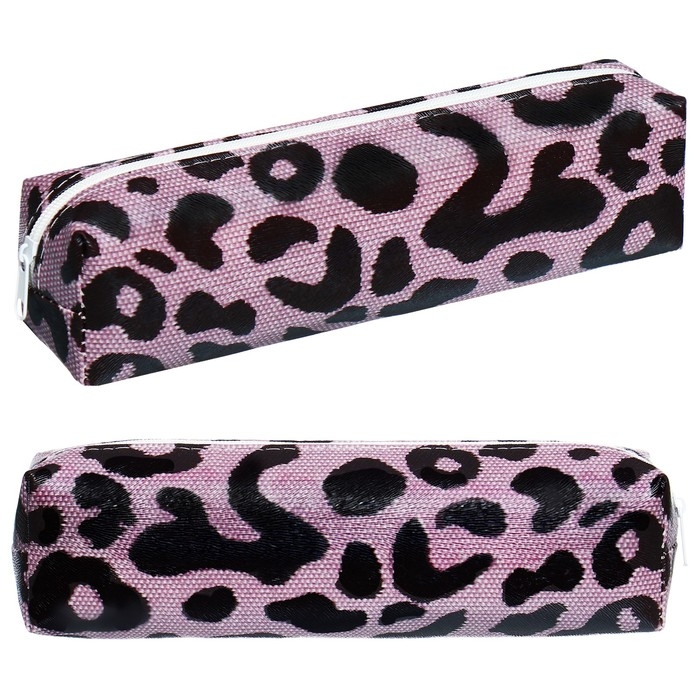 Пенал школьный на молнии Пенал школьный на молнии "Леопард" Calligrata, розовый