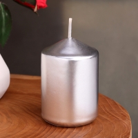 Свеча "Столбик", серебристая, 5,5×8см Свеча "Столбик", серебристая, 5,5×8см