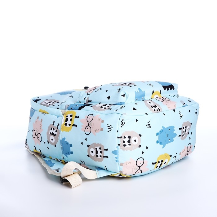 Рюкзак школьный из текстиля на молнии, 3 кармана, пенал, цвет голубой