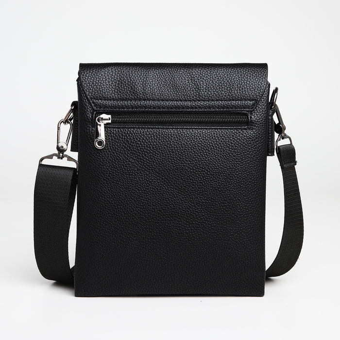 Сумка мужская через плечо TEXTURA, наружный карман, цвет чёрный