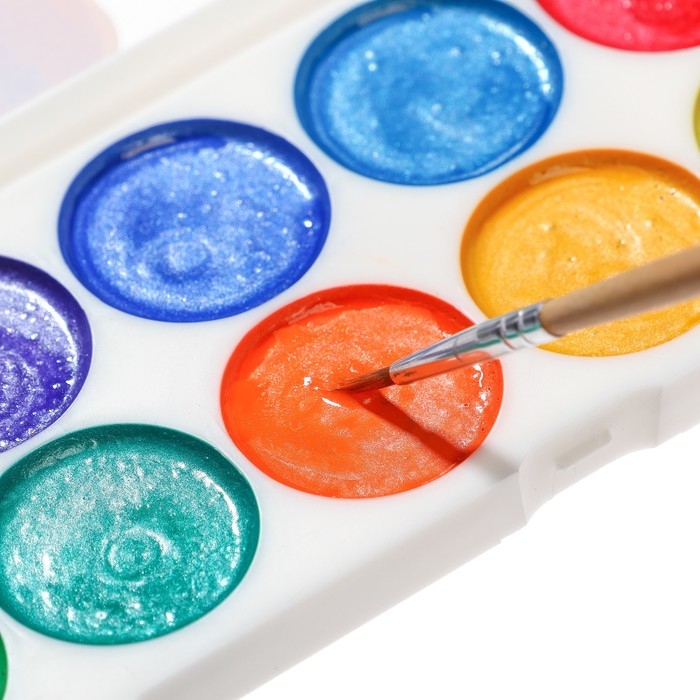 Акварель перламутровая  "Смешарики", 12 цветов, без кисти