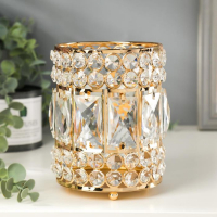 Подсвечник металл, стекло на 1 свечу "Прямоугольники и круги" золото 15,3х11х11 см Подсвечник металл, стекло на 1 свечу "Прямоугольники и круги" золото 15,3х11х11 см