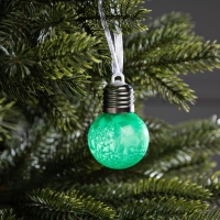 Елочный шар &laquo;Зимний узор зеленый&raquo; d=5 см, 1 LED, AG13x3 (в комплекте), свечение тёплое белое