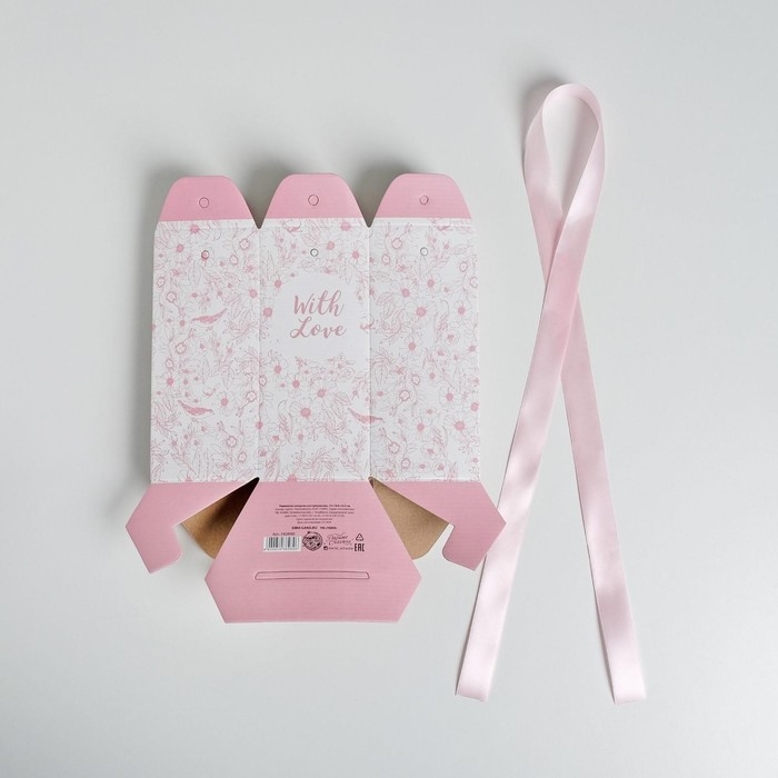 Переноска для цветов складная шестигранник «With love», 17 х 14,8 х 19,5 см Переноска для цветов складная шестигранник «With love», 17 х 14,8 х 19,5 см