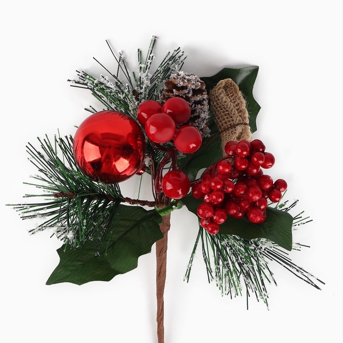 Новогодний декор, веточка Новогодний декор, веточка "Зимние настроение" 17х13х10 см