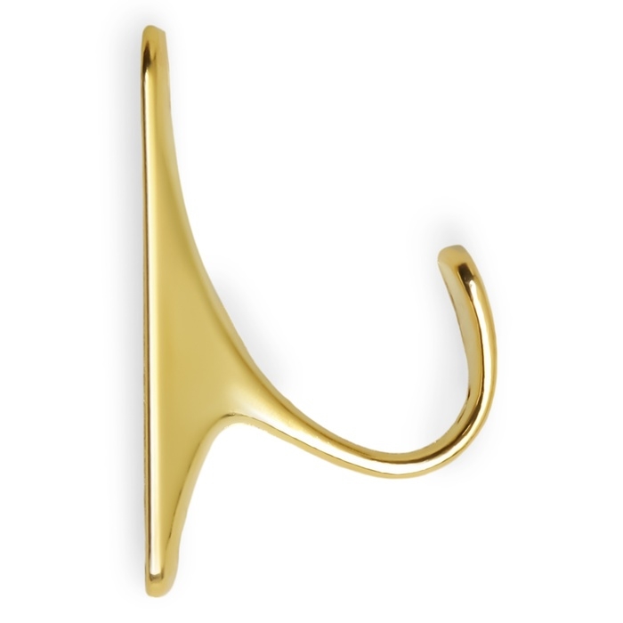 Крючок мебельный ТУНДРА TKO024, однорожковый, золото, 2 шт