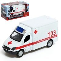 Машина металлическая &laquo;Скорая&raquo;, 1:32, свет и звук, инерция, открываются двери