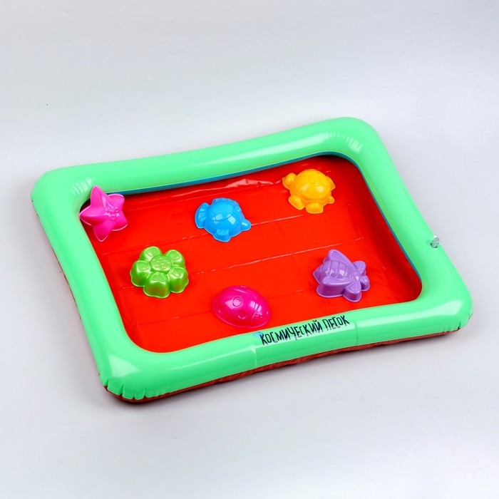 Космический песок зелёный в коробке, 1 кг + песочница + формочки