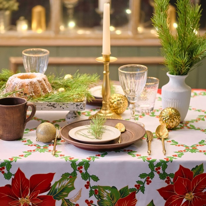 Скатерть новогодняя Доляна "Праздничный узор" 145*260 см, 100% п/э