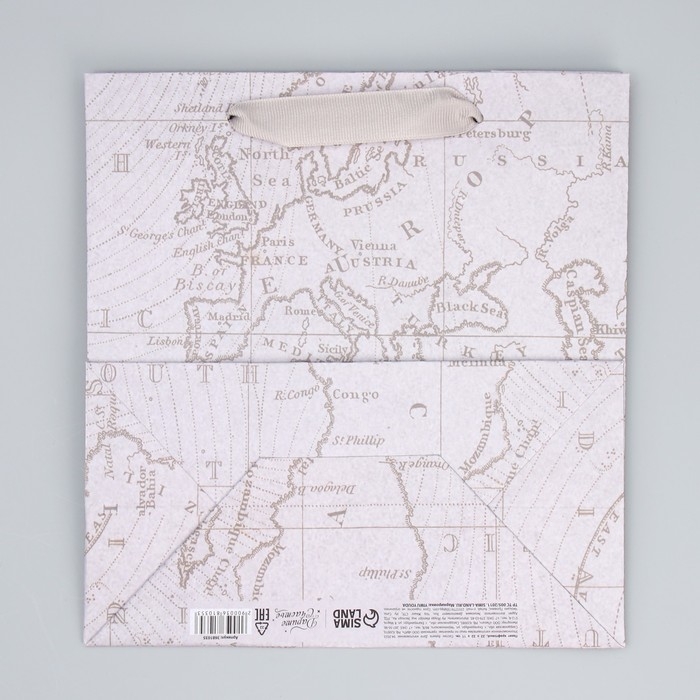 Пакет подарочный крафтовый квадратный, упаковка, &laquo;Весь мир твой&raquo;, 22 х 22 х 11 см