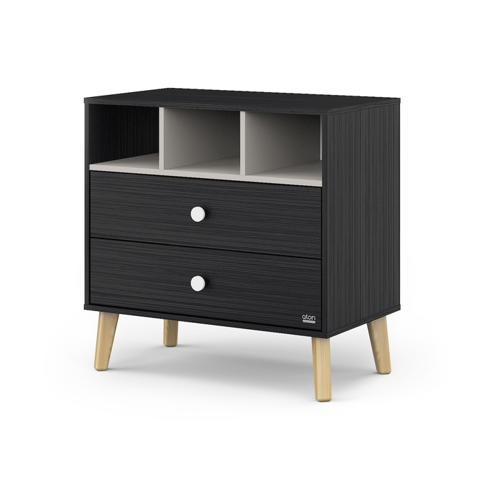 Комод пеленальный детский Benny, ЛДСП, 80х88х69 см., 2 ящика, цвет черный/кашемир