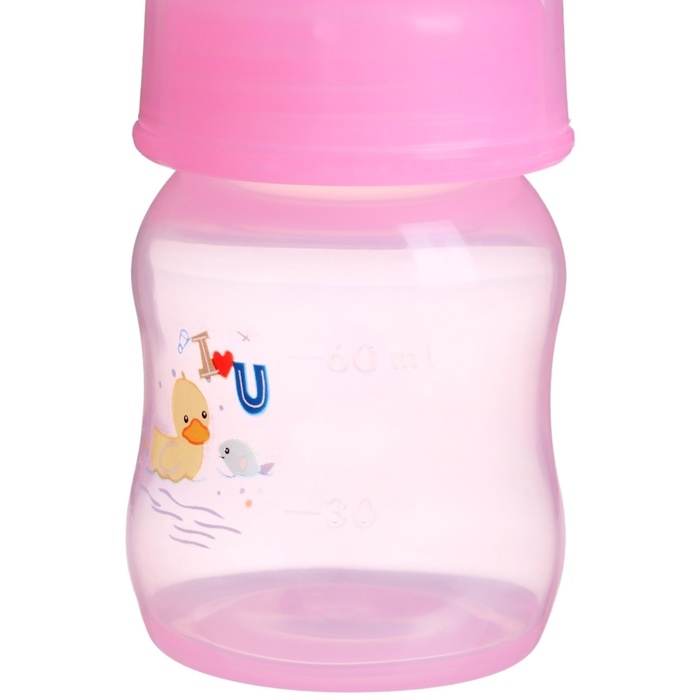 Бутылочка для кормления цветная, классическое горло, 60 мл., от 0 мес., рисунок МИКС для девочки Бутылочка для кормления цветная, классическое горло, 60 мл., от 0 мес., рисунок МИКС для девочки