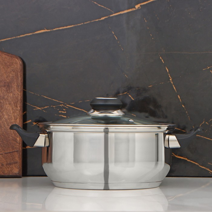 Кастрюля со стеклянной крышкой Astell, d=20 см, 2,8 л, капсульное дно, индукция Кастрюля со стеклянной крышкой Astell, d=20 см, 2,8 л, капсульное дно, индукция