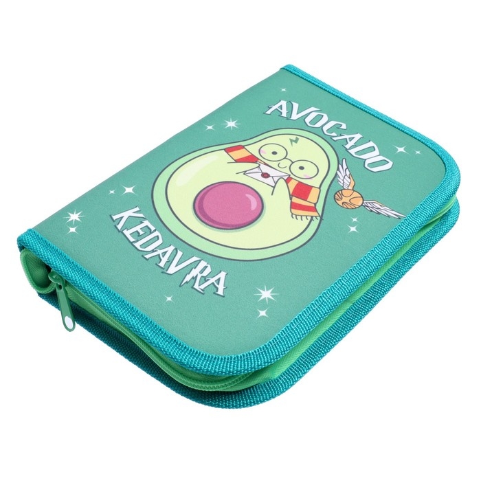 Пенал 3 секции, вкладка внутри, 140 х 210 х 40 мм, тканевый, Calligrata TOP Block Пенал 3 секции, вкладка внутри, 140 х 210 х 40 мм, тканевый, Calligrata TOP Block "Авокадо", в стиле Гарри Поттера