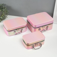 Шкатулка кожзам с зеркалом "Плетение" розовая н-р 3 шт 19,4х12,5х8 22х16х9 11,5х24,5х18,5 см Шкатулка кожзам с зеркалом "Плетение" розовая н-р 3 шт 19,4х12,5х8 22х16х9 11,5х24,5х18,5 см