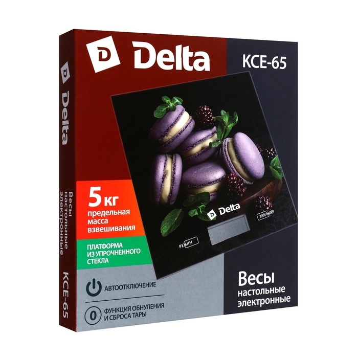 Весы кухонные DELTA KCE-65, электронные, до 5 кг, рисунок Весы кухонные DELTA KCE-65, электронные, до 5 кг, рисунок "Ягодные макарони"